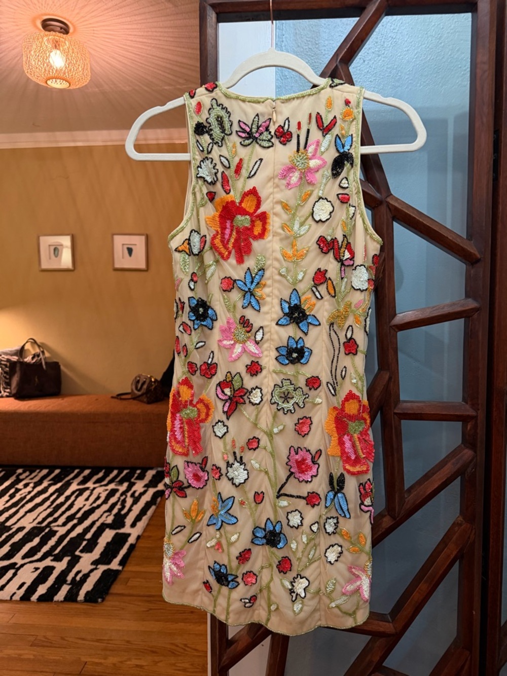 Embellished Sequin Floral Mini Dress - Picture 3 of 9